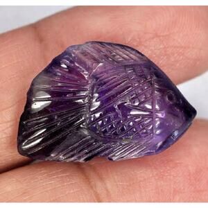 Natural Amethyst Fish Carving 15.30ct Violet Gemstone Brazil Unheated Crystal